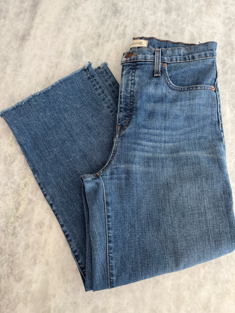 Madewell Crop Flare Jeans in Classic Blue Wash